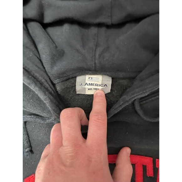 Ohio State Buckeyes J America Black Embroidered Hoodie Sweatshirt Mens - Picture 3 of 4